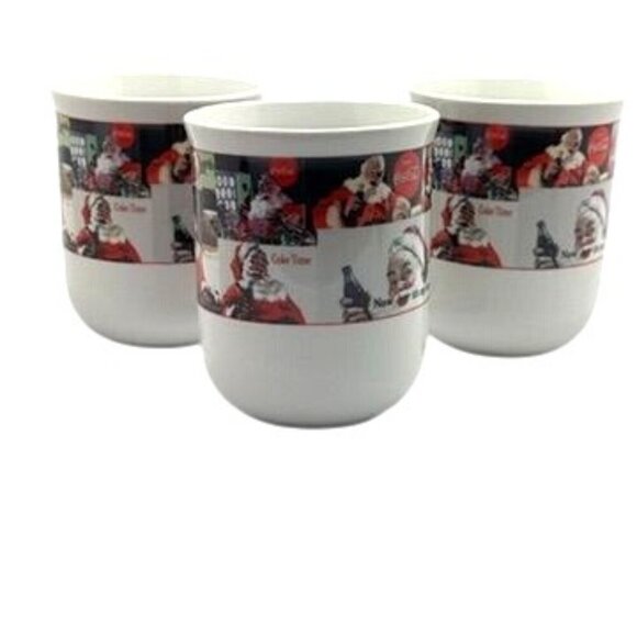 Vtg Coca-Cola Sakura Mug Set Of 3 Cups Santa Christmas Holiday Collectible 1990s - Picture 2 of 13